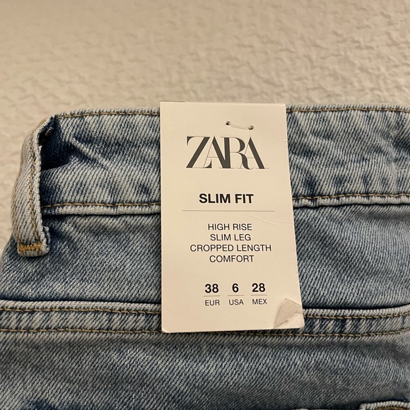 Zara NWOT women’s size 6 high rise denim, slim fit, cropped length, comfort - Picture 8 of 9
